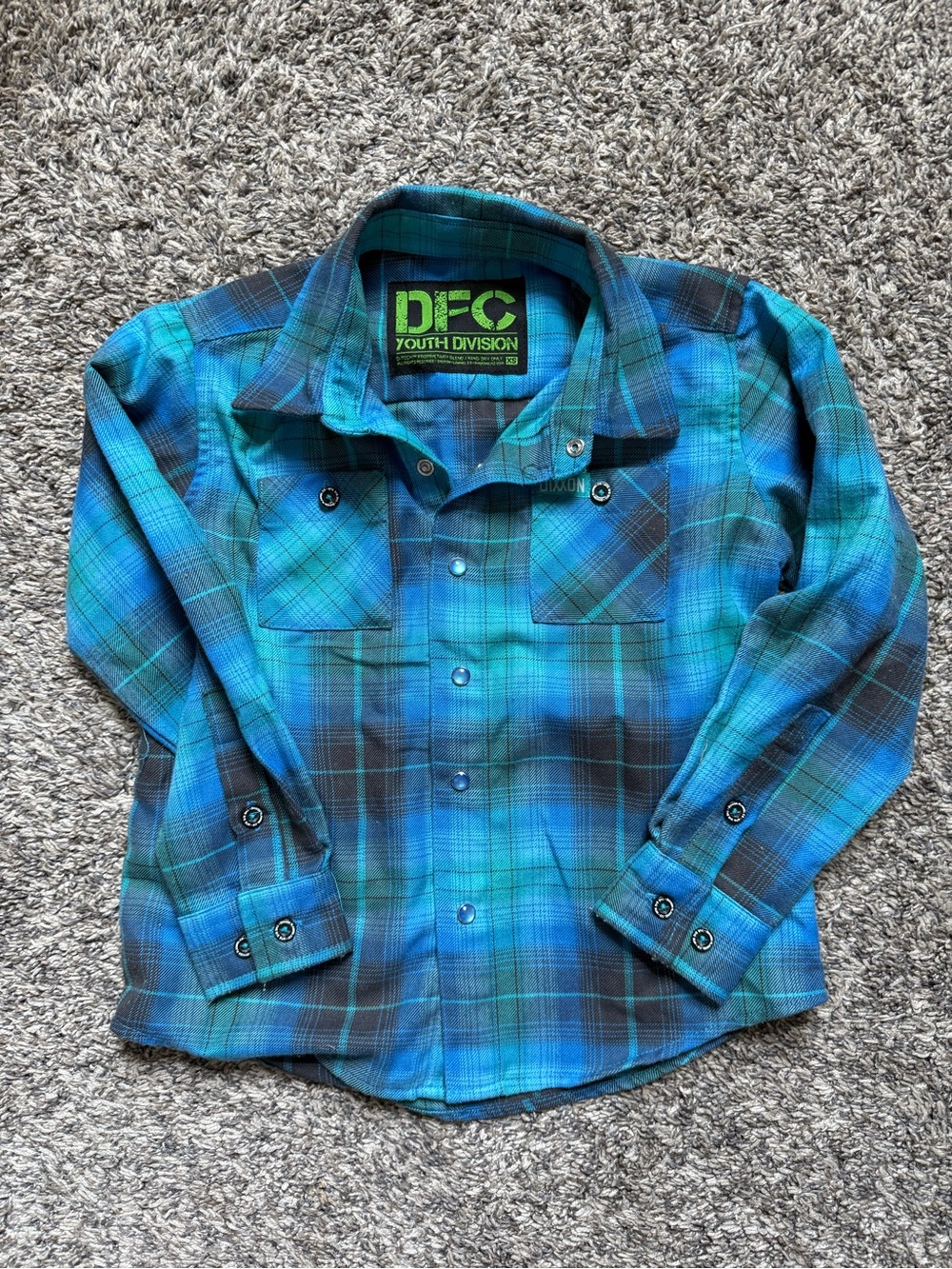 DIXXON Teal and Navy Plaid Button-Down Shirt